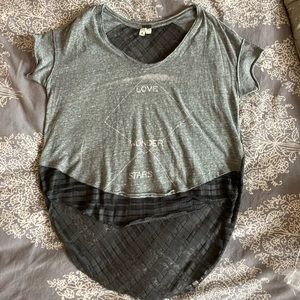 Free People Grey Lace T-Shirt size XS